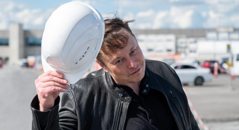 Elon Musk at the Tesla Grnheide site in May 2021.