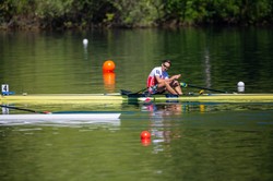 Artur Mikołajczewski na podium mistrzostw Europy w wioślarstwie