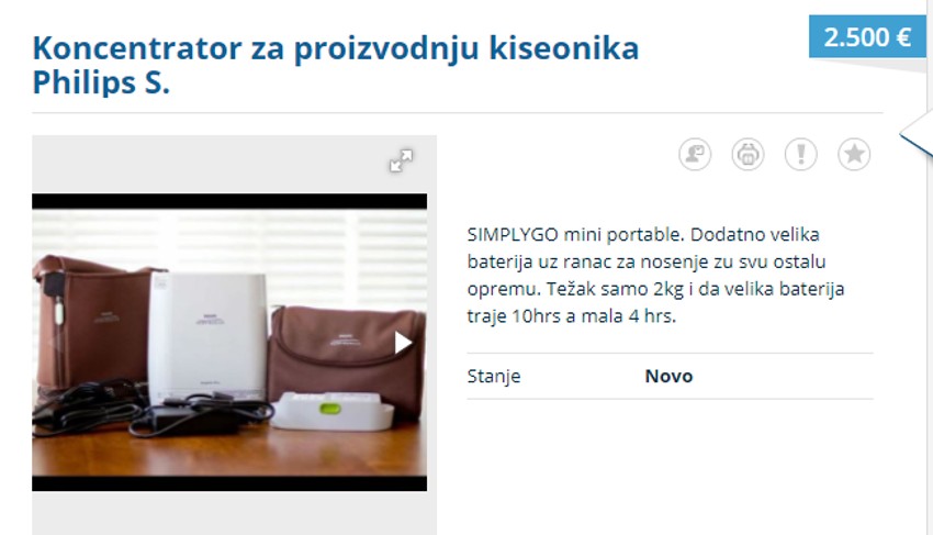 U slobodnoj prodaji cena koncentrator za kiseonik ide i do 2.500 evra 