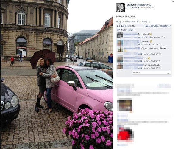 Grażyna Szapołowska sprawiła sobie różowego fiata 500