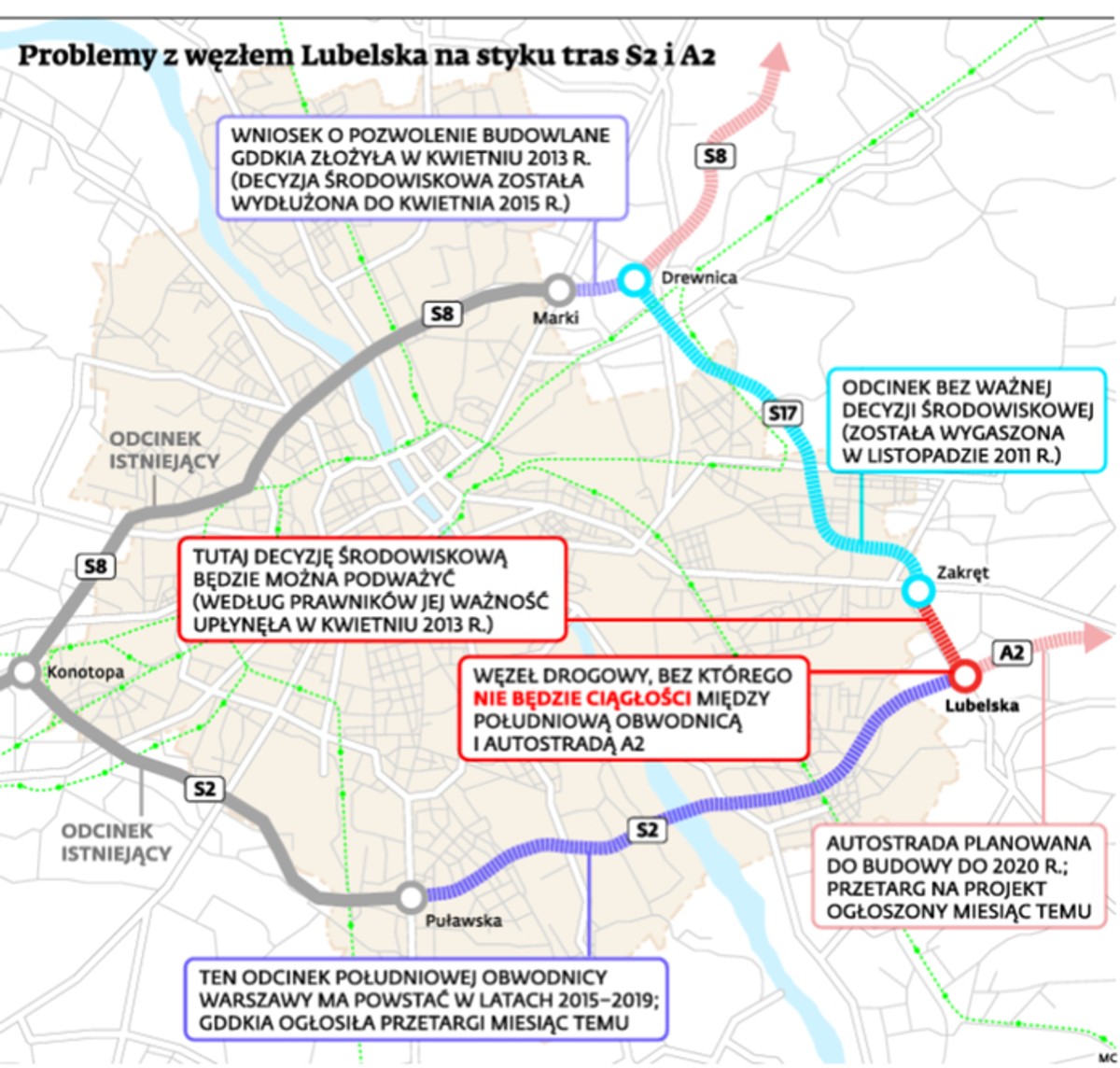Problemy z węzłem Lubelska na styku tras S2 i A2
