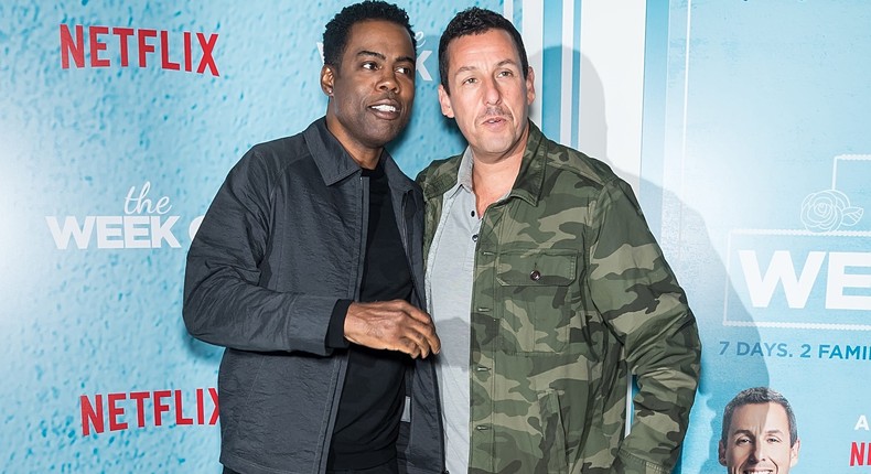 Actors/ comedians Chris Rock and Adam Sandler attend 'The Week Of' New York Premiere at AMC Loews Lincoln Square on April 23, 2018 in New York City.Gilbert Carrasquillo/FilmMagic