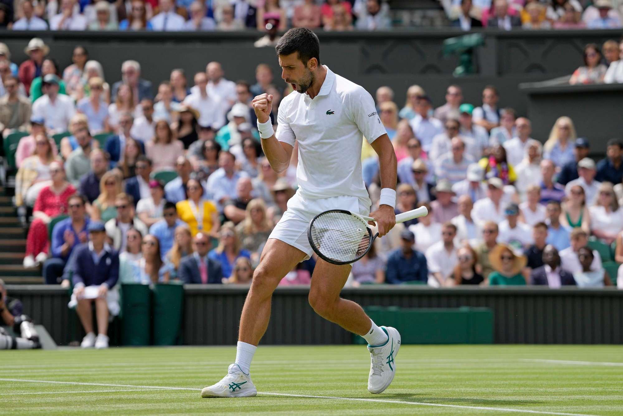 Srbský tenista Novak Djokovič počas finále Wimbledonu 2023.