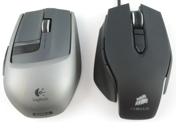 Porównanie modeli Corsair M45 i Logitech G9x jest zasadne ze względu na podobieństwo kształtu