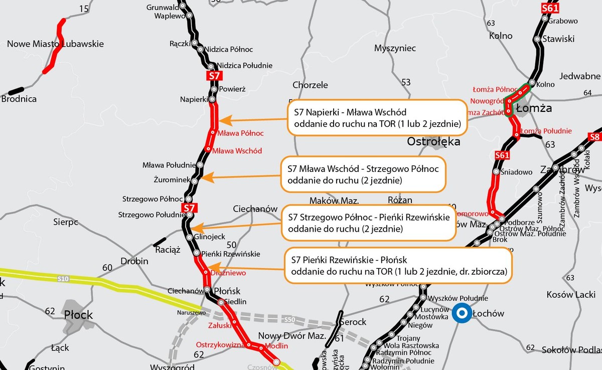 Droga ekspresowa S7 - mapa