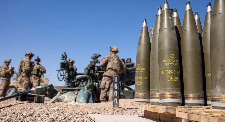 Artillery shells — like these used in a live-fire exercise by US troops in 2020 — are being sent to Israel, according to Axios.Spc. Derek Mustard/US Army