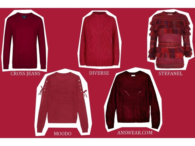 Modne swetry na jesień 2018: BORDOWE