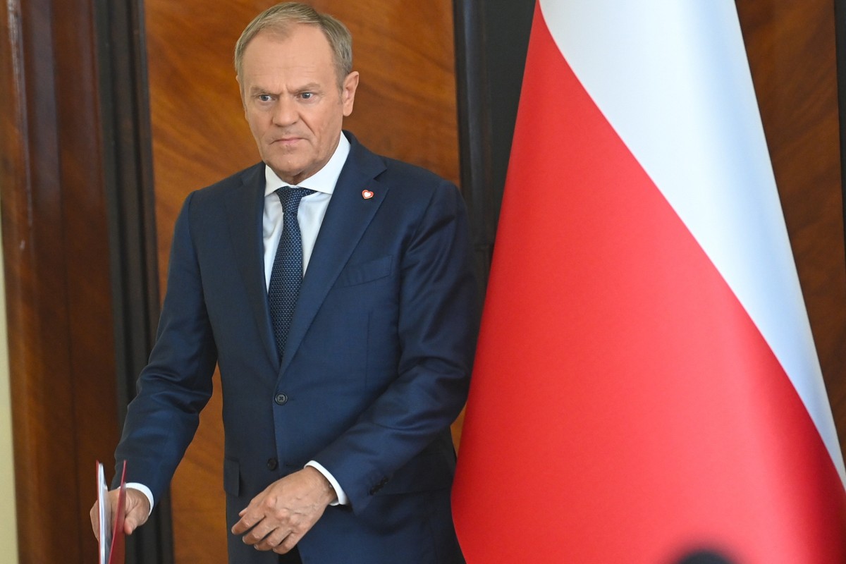 Premier Donald Tusk podczas konferencji prasowej po posiedzeniu rządu w siedzibie KPRM w Warszawie, premier wydał zarządzenie ws. powołania komisji ds. badania wpływów rosyjskich i białoruskich w Polsce w latach 2004-2024
