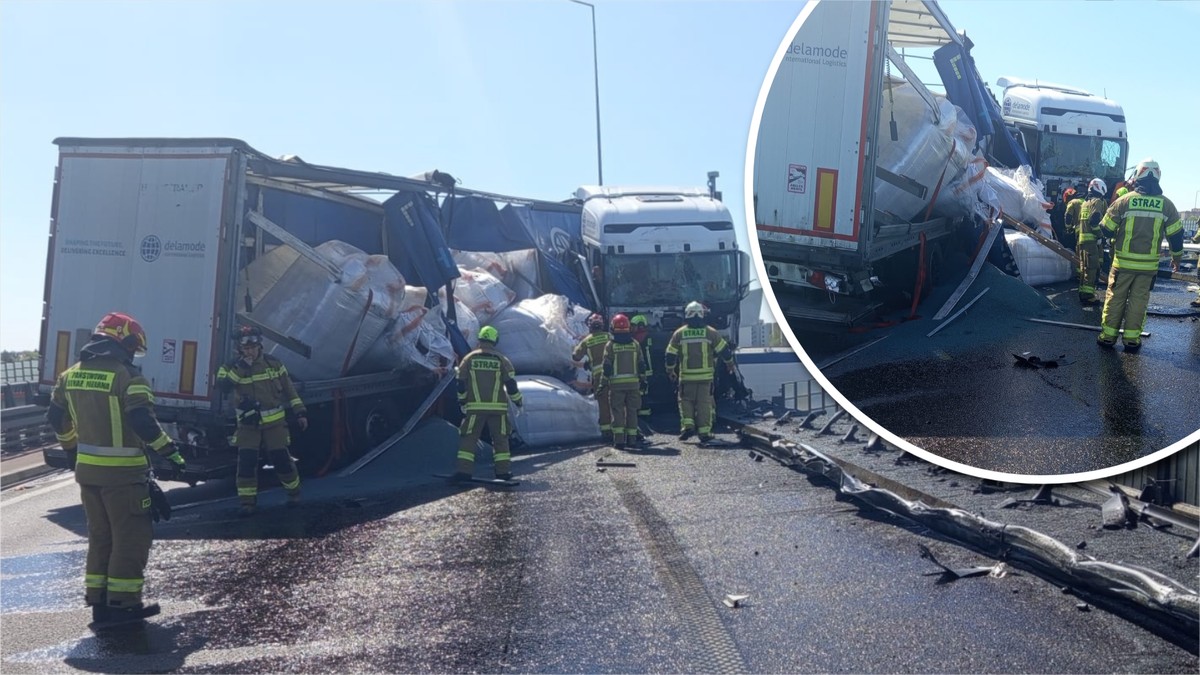 Dramat na S8 w Warszawie! Tir przebił bariery na wiadukcie