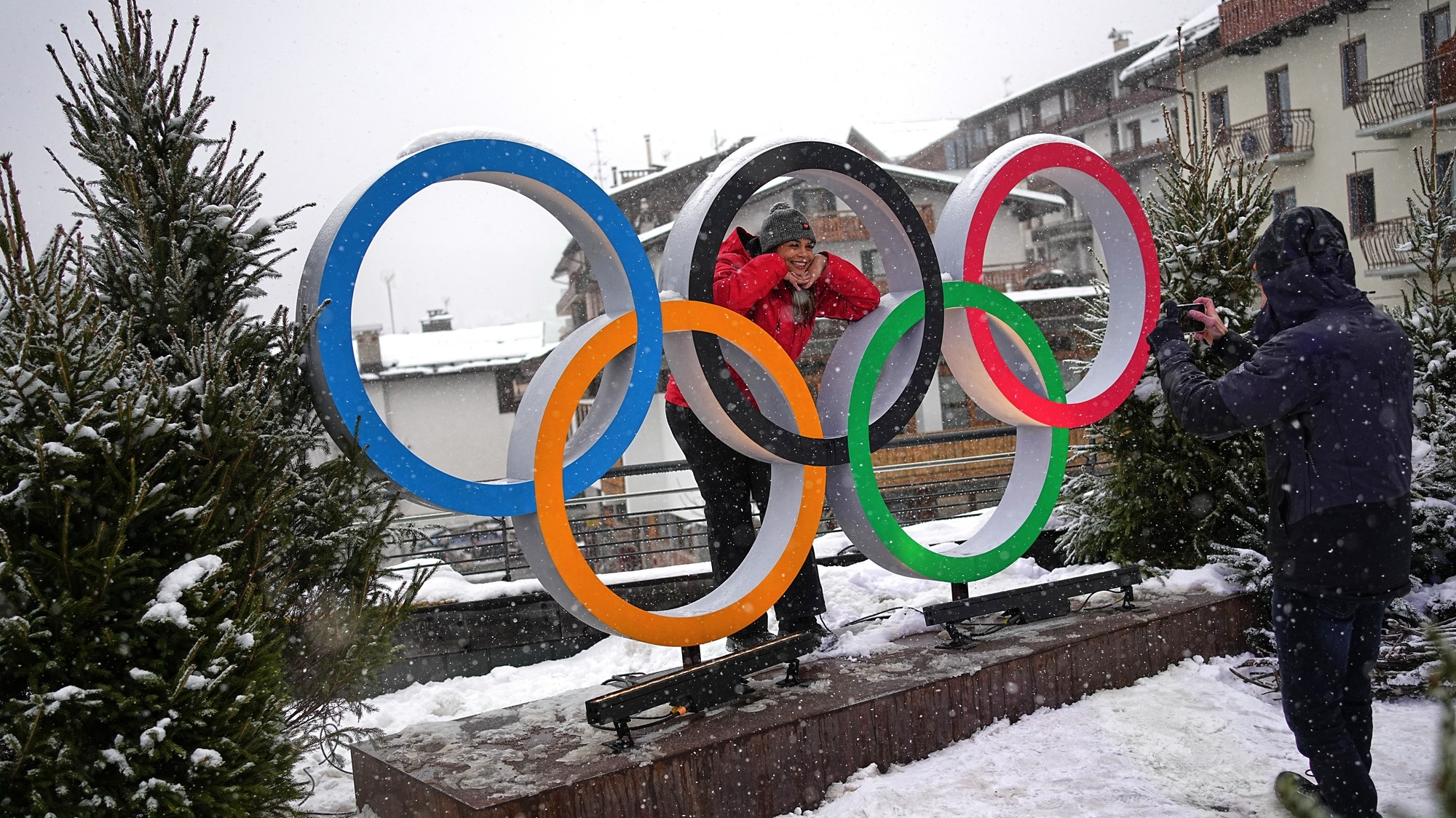 Olympijské kruhy v Miláne.
