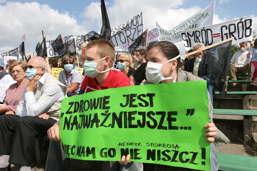 2005 r., turniej wsi w Kaczorach pod Piłą. Protest mieszkańców przeciwko działalności Stokłosy