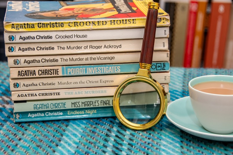 Brixham,Uk.,09-19-23.,Pile,Of,Murder,Mystery,Books,By,Famous