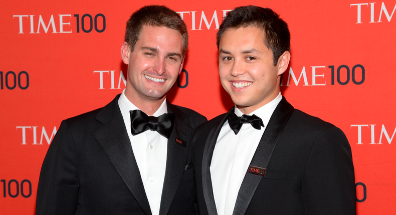 Evan Spiegel (left) and Bobby Murphy (right)