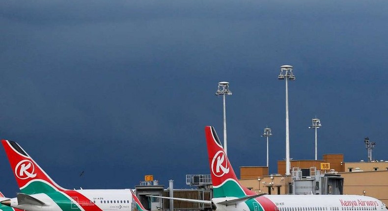 A Kenya Airways plane at JKIA.