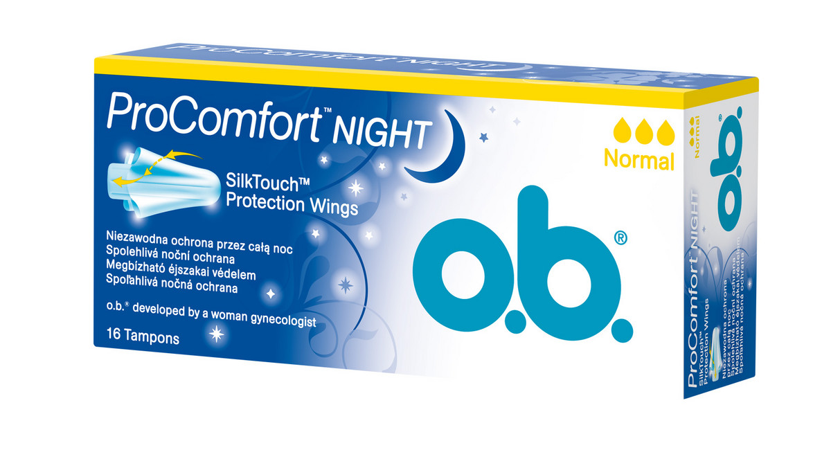 o.b.® ProComfort™ Night - pierwsze tampony z zabezpieczającymi skrzydełkami  SilkTouchTM - Zdrowie