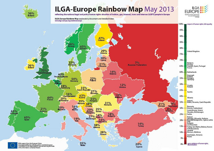 mapa evrope kipar Mapa homofobne Evrope: Srbija pri dnu liste, ali tolerantnija od  mapa evrope kipar