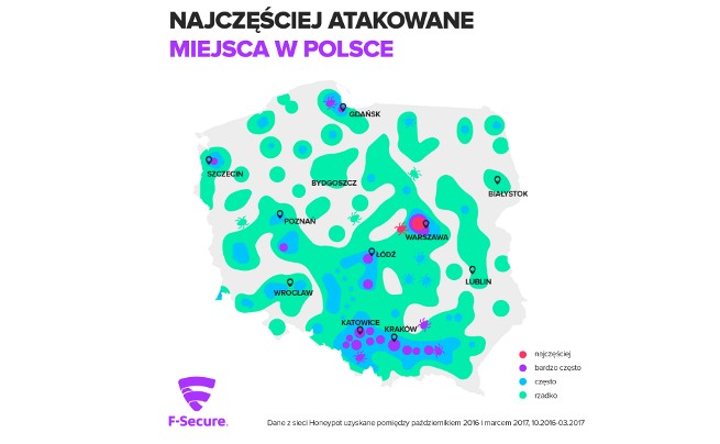 Mapa celów ataków w Polsce