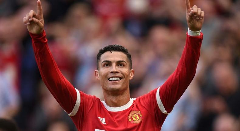 Cristiano Ronaldo scored twice in his first game back at Manchester United