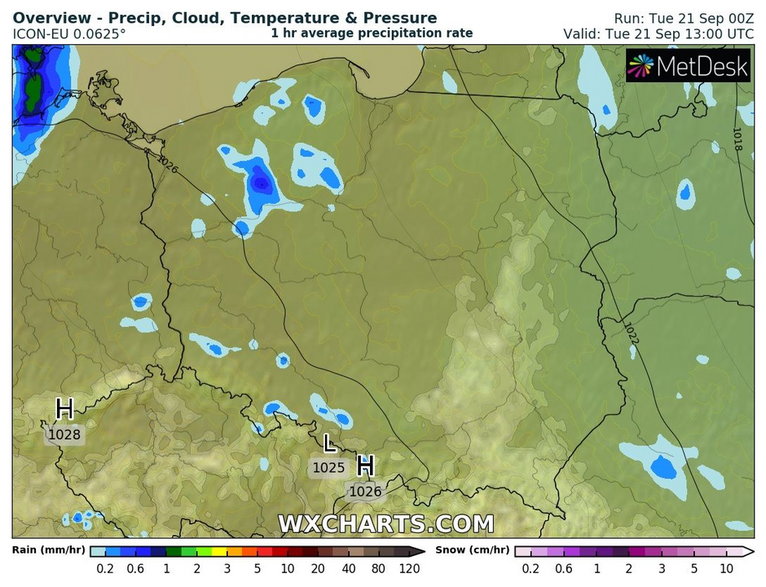 W dzień opady pojawią się tylko lokalnie