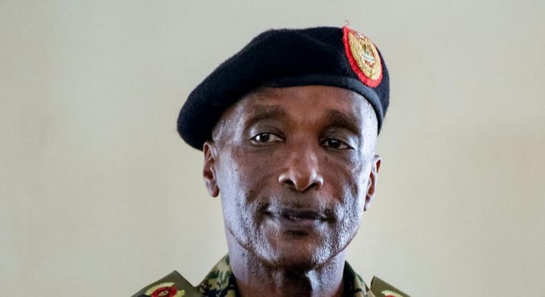 Uganda's former police chief Kale Kayihura, pictured at a military court, was sacked by President Yoweri Museveni arrested in 2018