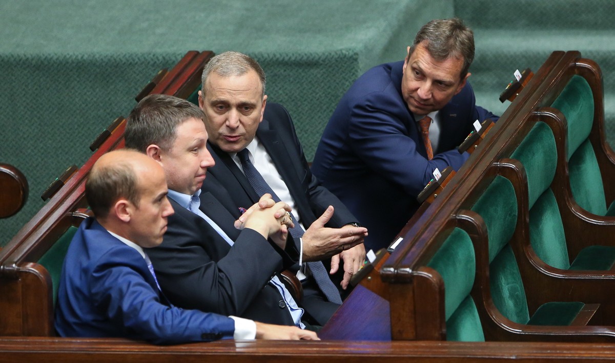 Borys Budka, Marcin Kierwiński, Grzegorz Schetyna i Andrzej Halicki