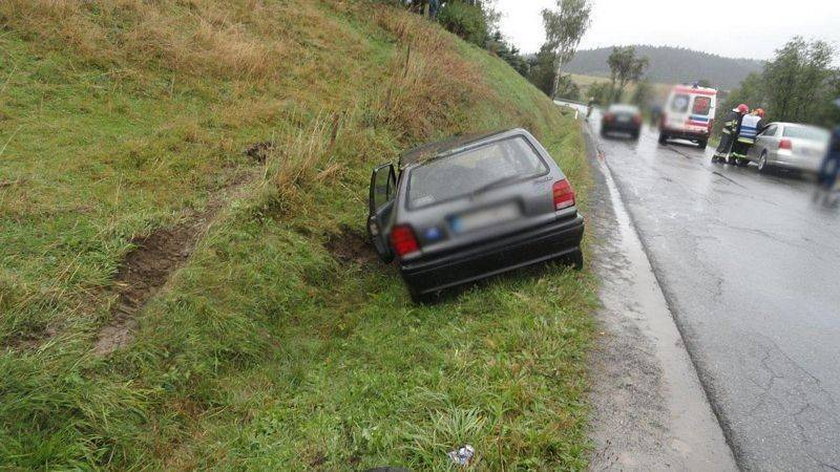 Samochód wpadł w poślizg