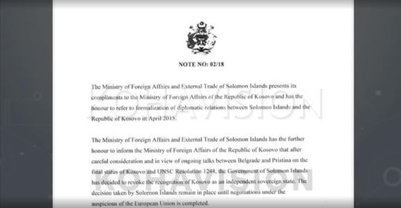 Diplomatska nota Solomonskih ostrva