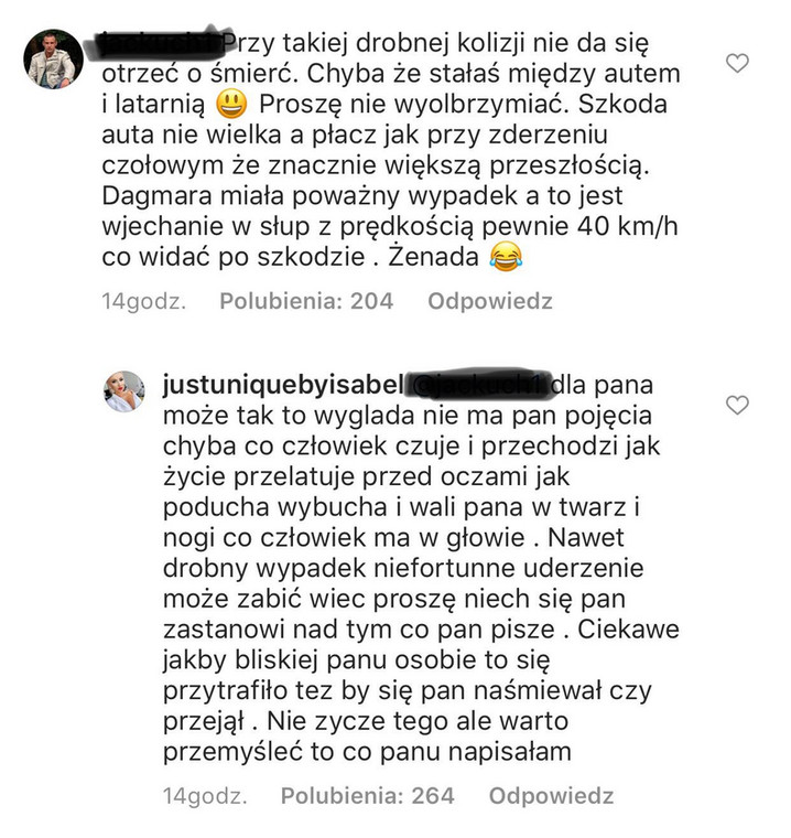 Negatywny komentarz od jednego z obserwatorów