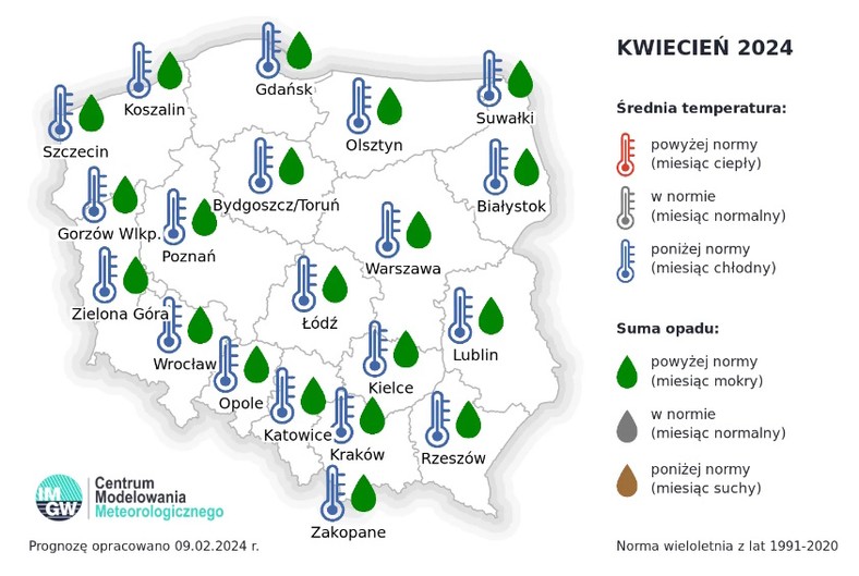 Pogoda długoterminowa na kwiecień 2024 r.