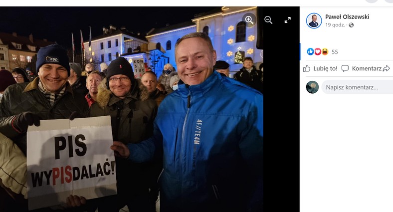 Rafał Bruski, Radosław Sikorski oraz Paweł Olszewski na proteście