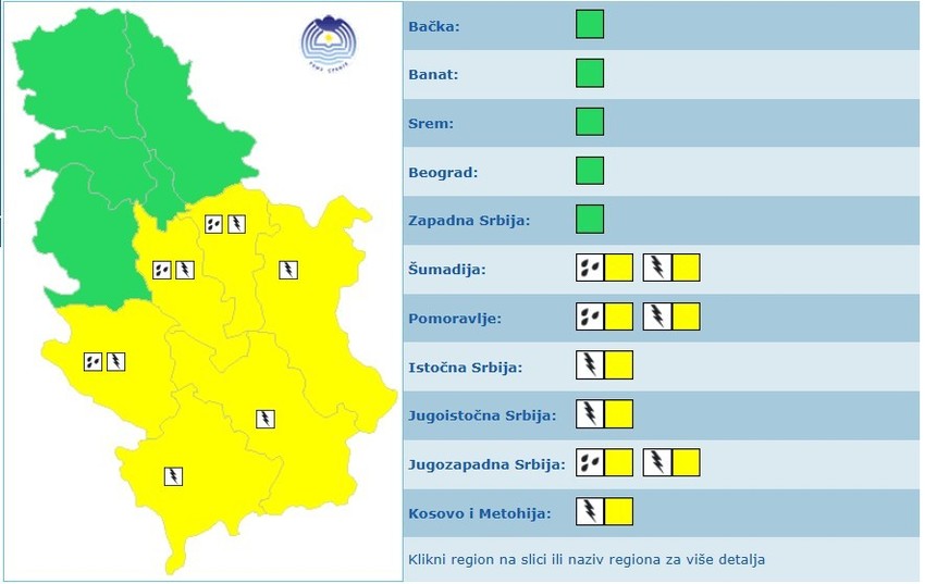 Meteoalarm za subotu