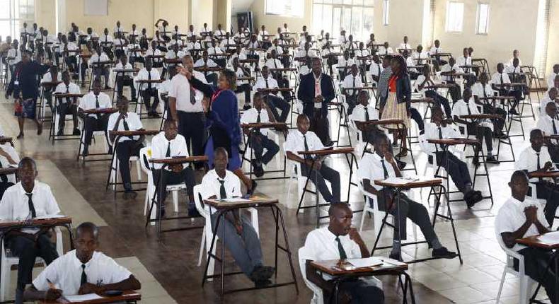 A file image of high school students undertaking their KCSE exams