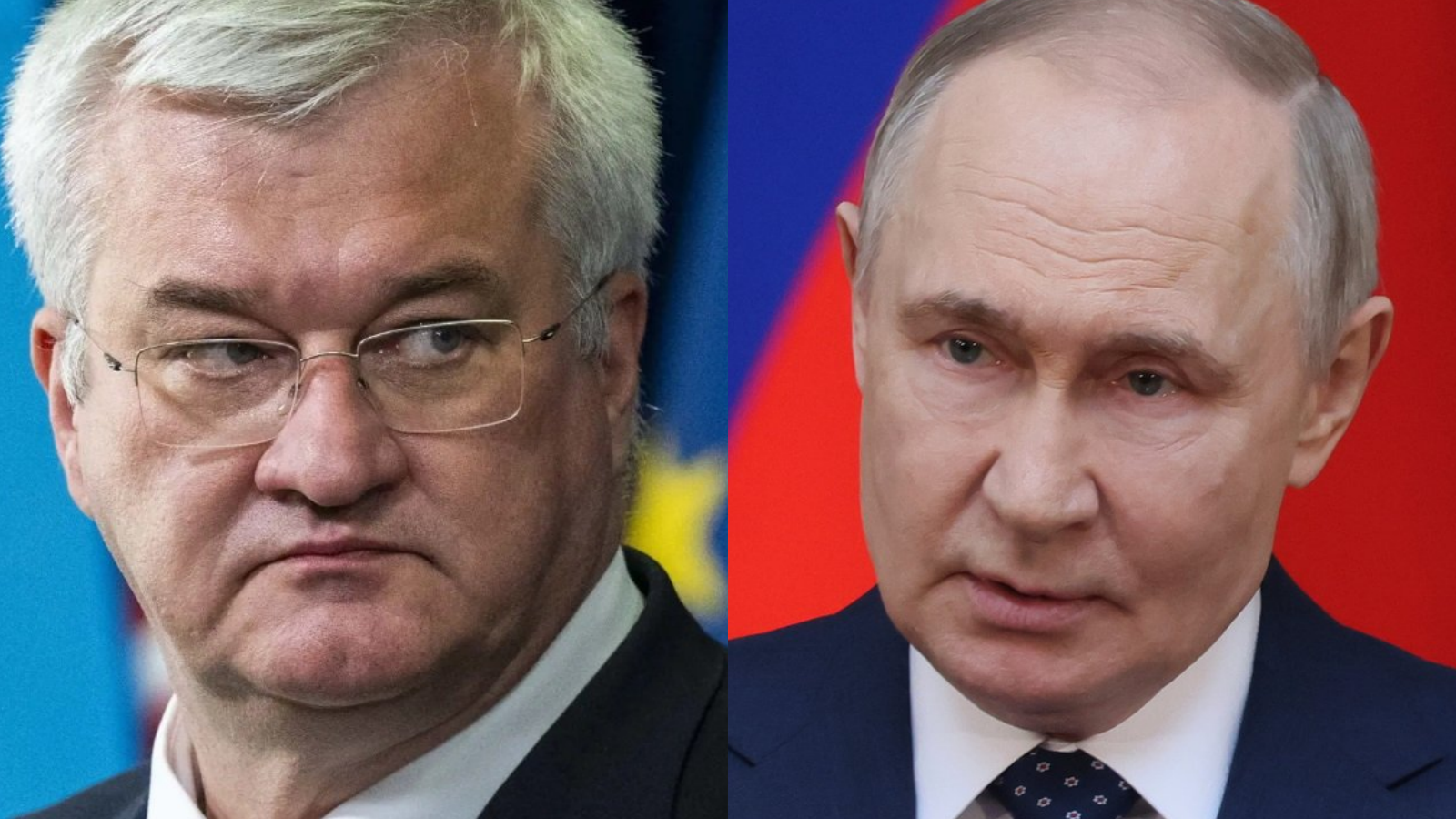 Ukrajinský minister zahraničných vecí Andrij Sybiha a ruský prezident Vladimir Putin.