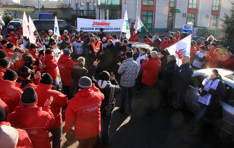 Manifestacja poparcia dla strajkujących związkowców