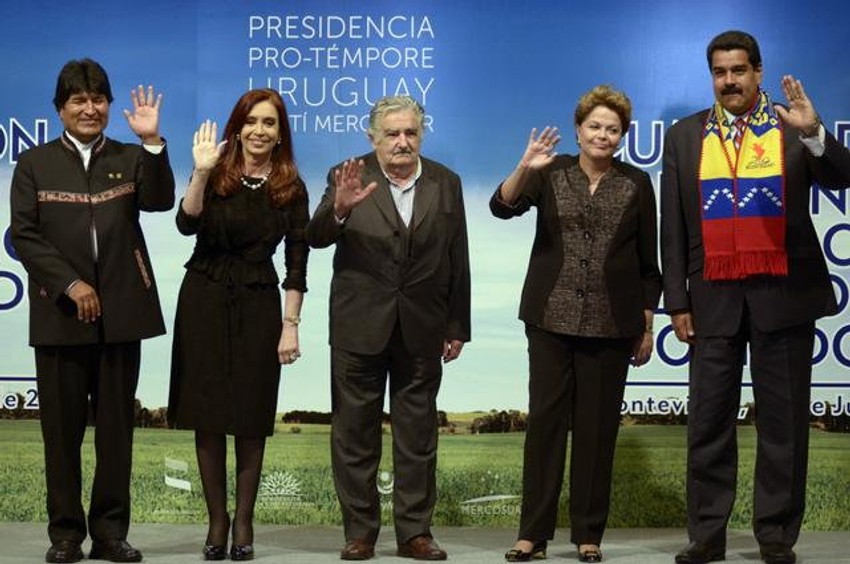 (L-D) Predsednik Bolivije Evo Morales, Argentine - Kristina Fernandes, Urugvaja - Hose Muhika, Brazila Brazila - Dilma Rusef i Venecuele - Nikolas Maduro