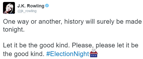 Gwiazdy reagują na wygraną Donalda Trumpa: J.K.Rowling na Twitterze