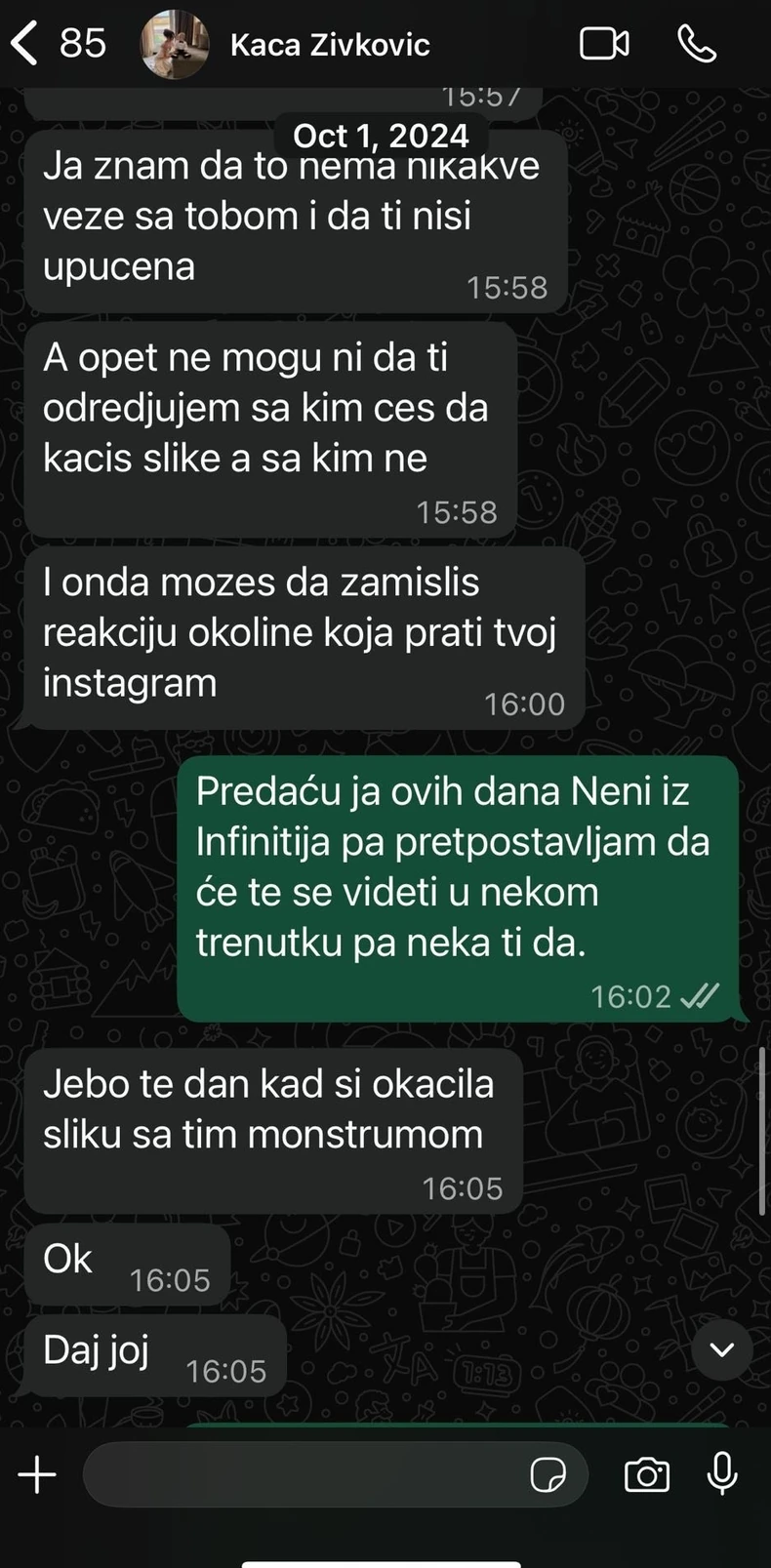 (FOTO) KIJA I KAĆA PREKINULE PRIJATELJSTVO ZBOG DIJANE HRKALOVIĆ Ovo je prepiska koja je razlog svađe: \