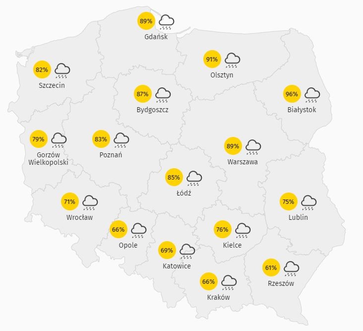 Zachmurzenie w Polsce. Poniedziałek 3 maja