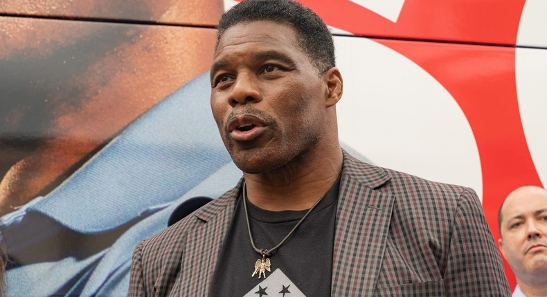 Republican Senate hopeful Herschel Walker at a campaign event on September 9, 2022 in Gwinnett, Georgia.