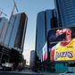 Advertising displays of NBA basketball star LeBron James in downtown Los Angeles