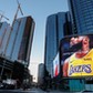 Advertising displays of NBA basketball star LeBron James in downtown Los Angeles