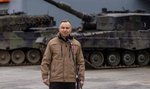 Prezydent Andrzej Duda o ukraińskich czołgistach: "Widać, że doświadczyli strasznych rzeczy". Wraz z ministrem Błaszczakiem oglądał szkolenie na Leopardach