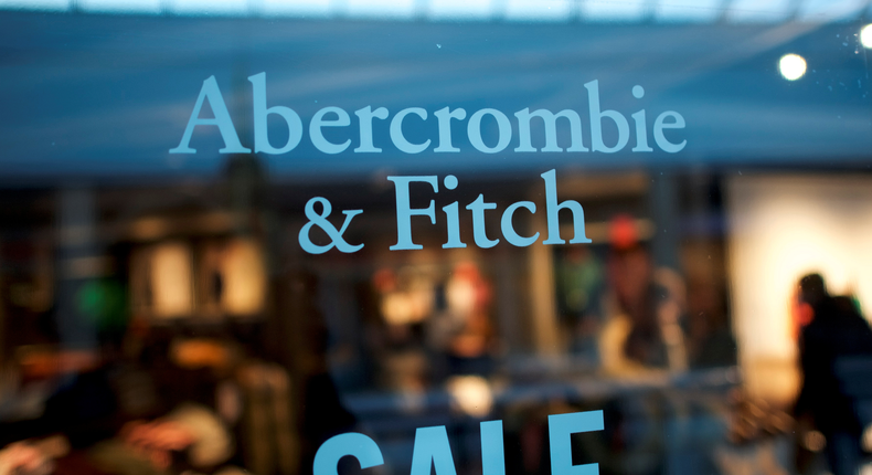 FILE PHOTO: An Abercrombie & Fitch storefront sign states