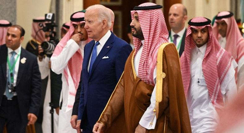 President Joe Biden and Saudi Crown Prince Mohammed bin Salman at the Jeddah Security and Development Summit in Jeddah, Saudi Arabia, in July 2022.MANDEL NGAN via Getty Images