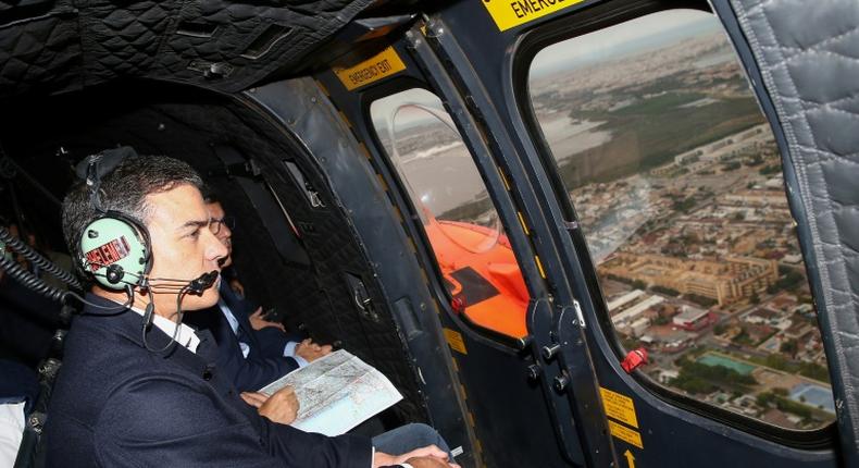 Sanchez flew over the affected areas and then visited a command centre