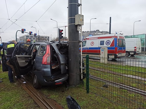 Wypadek na na ul. Kuklińskiego w Krakowie