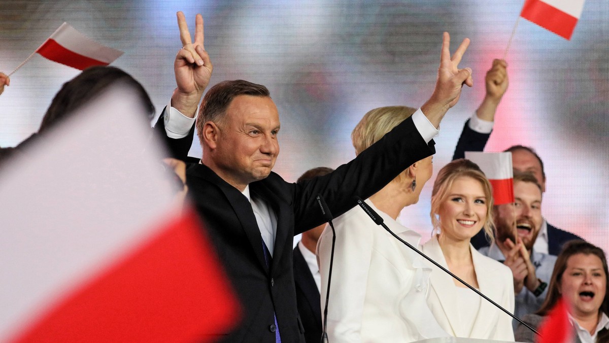 Andrzej Duda podczas wieczoru wyborczego II tury wyborów prezydenckich