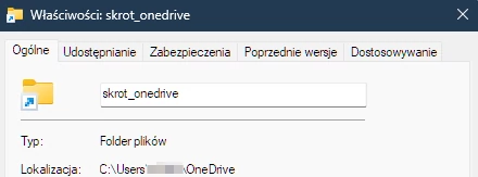 Ten katalog fizycznie znajduje się na dysku D, ale OneDrive uważa inaczej.