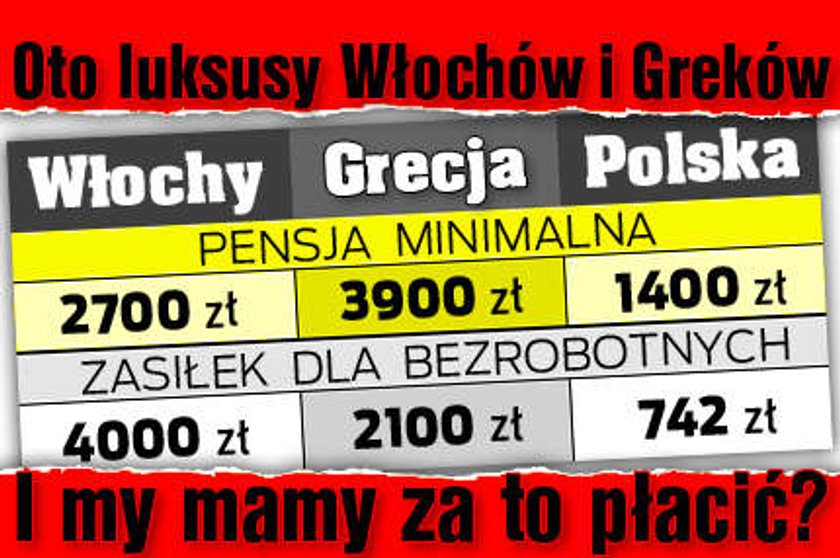 Włosi i Grecy żyją w luksusach. Mamy za to płacić?!