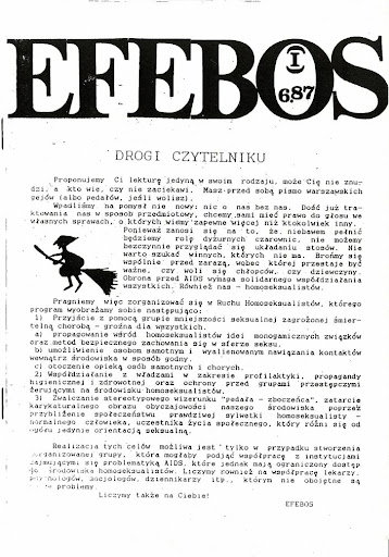 1987 r. - w czerwcu ukazał się w Warszawie pierwszy numer pisma "Efebos". 